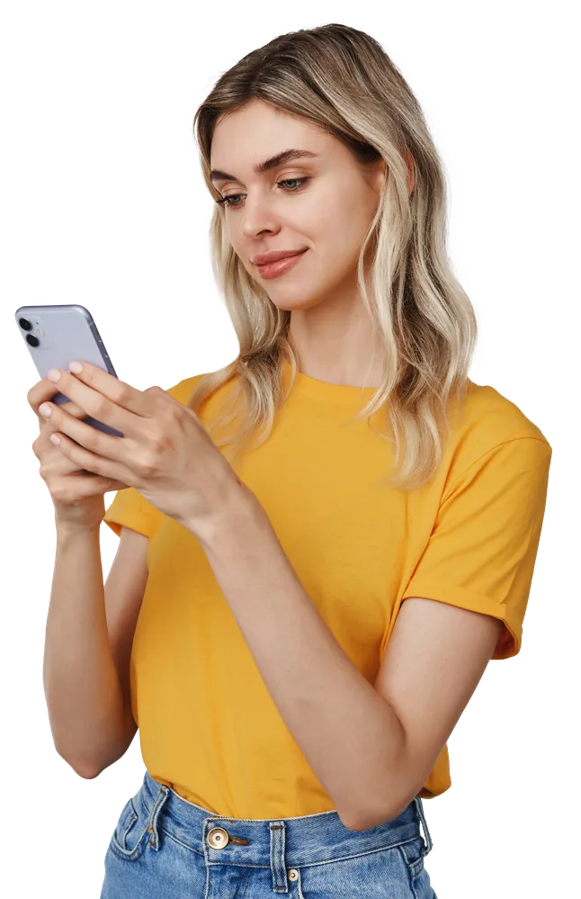 Woman using TUVU app
